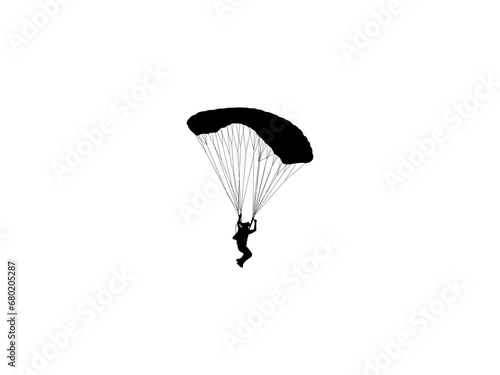 Skydiver Silhouette isolated on white background