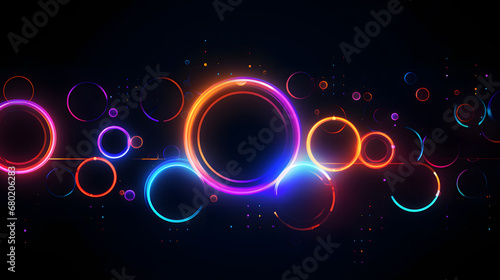Glowing neon circles on dark background for techno effects
