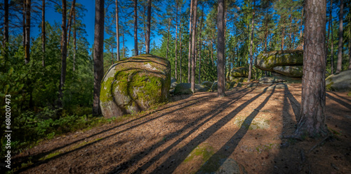 mythical stone giants and viklas and granit rockformation in Blockheide, natural reserve near Gmünd, Austria photo