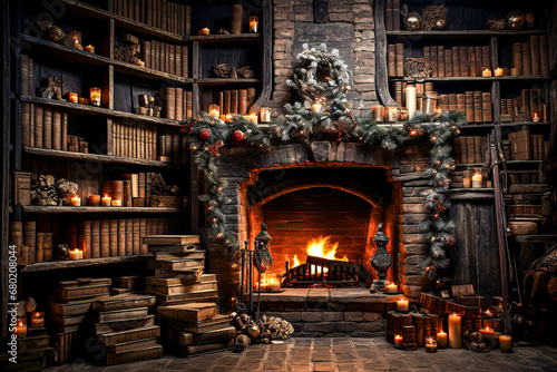 Father's library decorated for the season