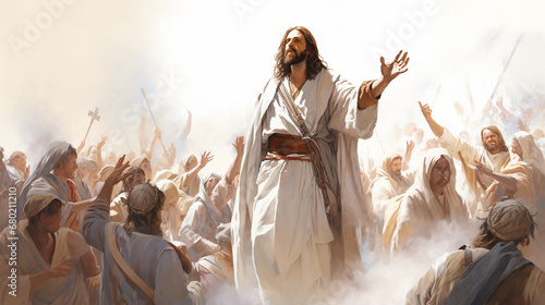 jesus cristo caminhando na multidão 