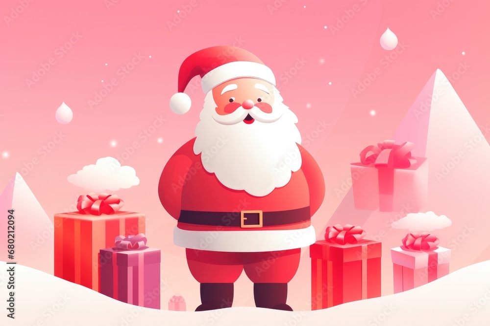 Christmas winter illustration with santa claus. Generative AI. Christmas winter illustration with santa claus. Generative AI.