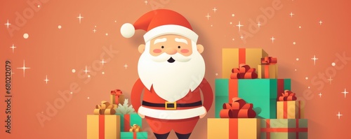 Wallpaper Mural Portrait of Santa claus, minimalistic christmas greeting card illustration panorama banner. Generative Ai. Torontodigital.ca