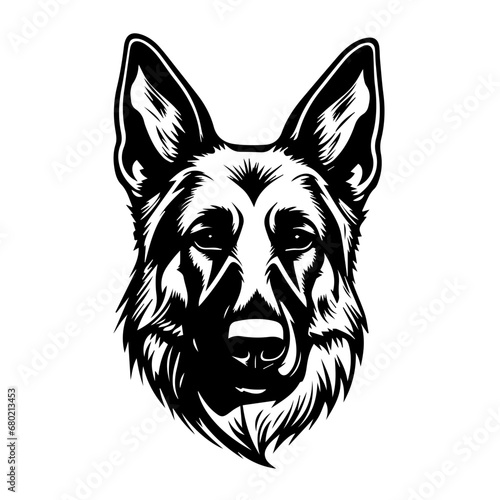 German Shepherd Head Profile Vector Illustration