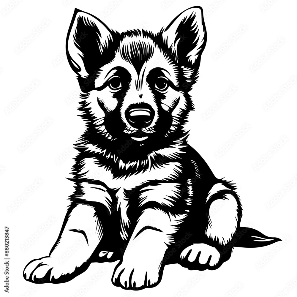 Adorable German Shepherd Puppy Vector Illustration Adorable German Shepherd Puppy Vector Illustration