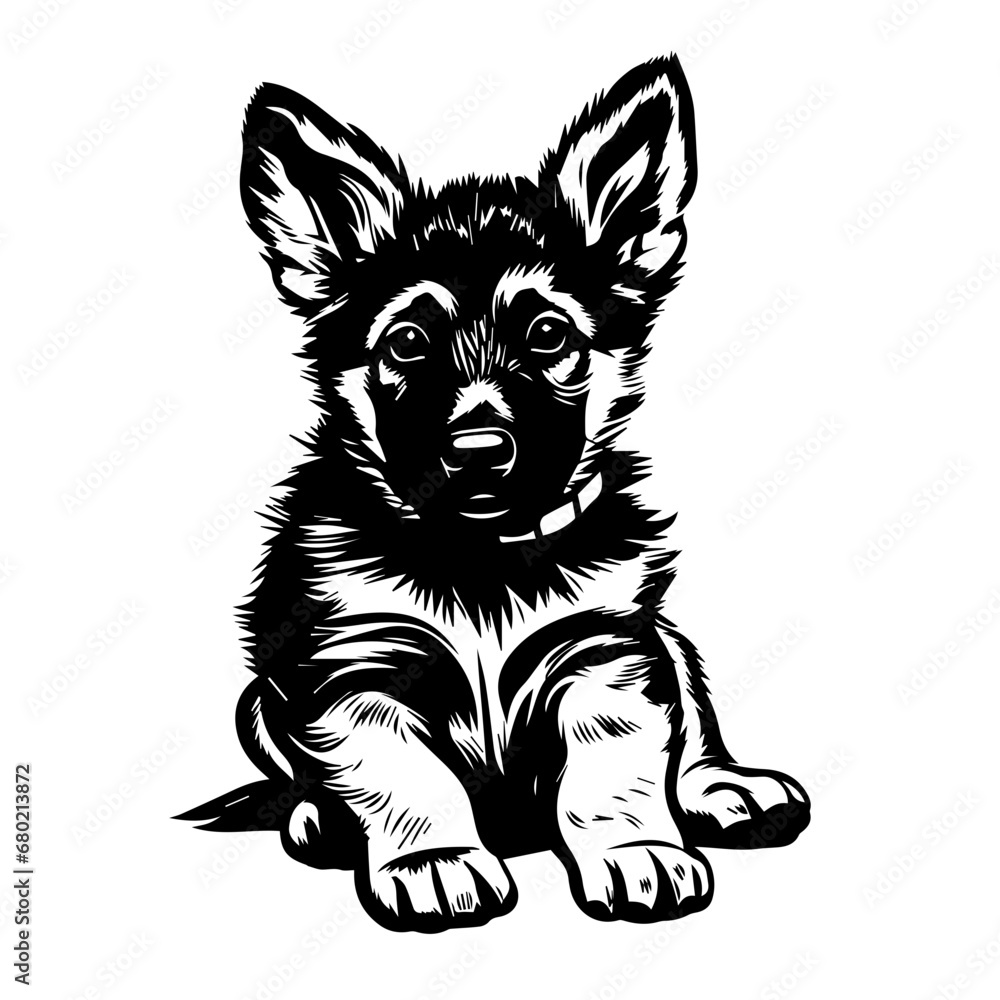 Adorable German Shepherd Puppy Vector Illustration