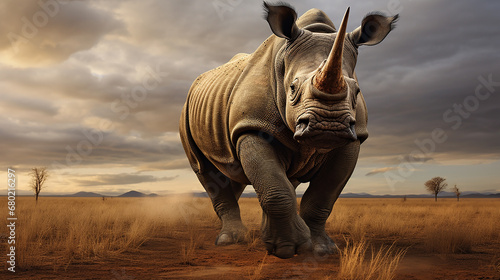rinoceronte poderoso correndo 