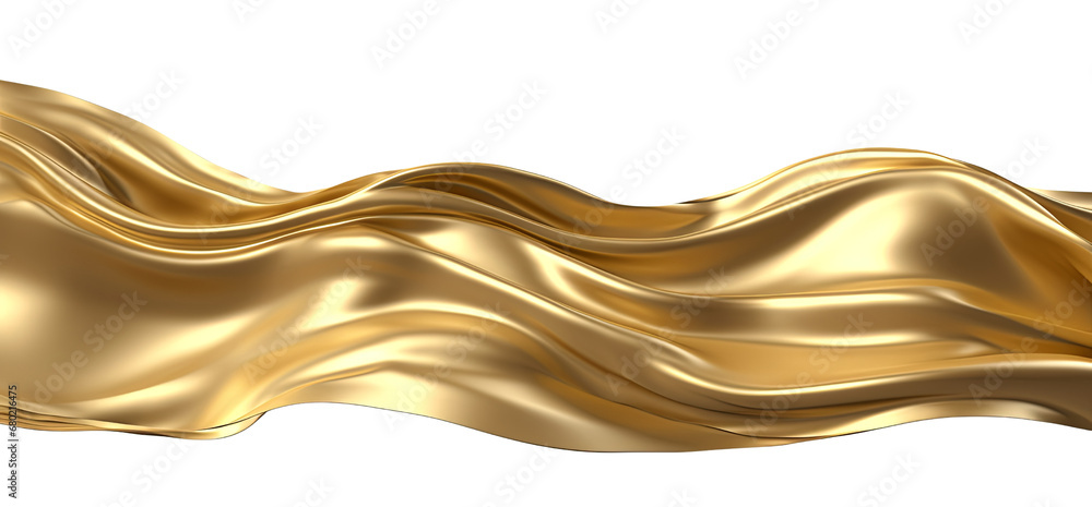 3D gold cloth texture isolated on transparent background PNG - obrazy, fototapety, plakaty 