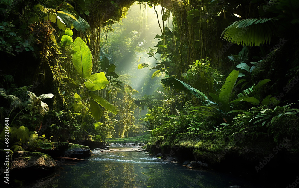 Fototapeta premium fundo fresco da selva exótica