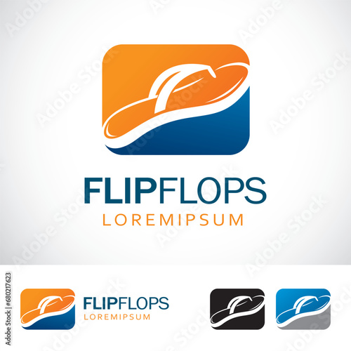 Flip Flops Vector Logo Design Template