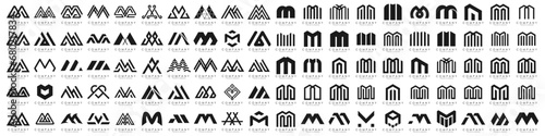 collection abstract letter M logo design. logotype M design with black color. vector illustration