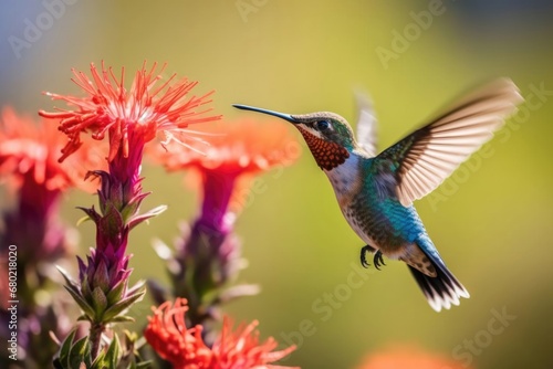 Flying small animal hummingbird nectar wildlife green flower bird feeding wild nature
