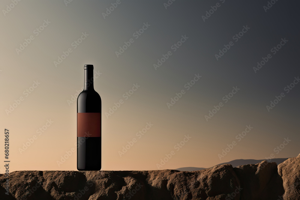 Bottle of wine on a clean background. Banner, advertising. Place for text. Bottle of wine on a clean background. Banner, advertising. Place for text.