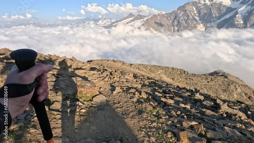 scandinavian walking in the caucasus mountains