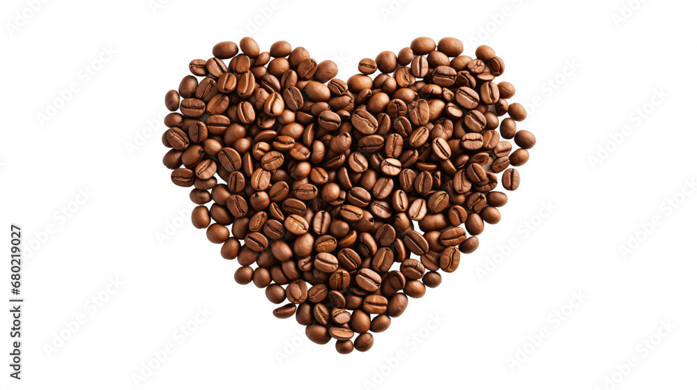 Heart shape made out of roasted coffee beans transparent background Heart shape made out of roasted coffee beans transparent background