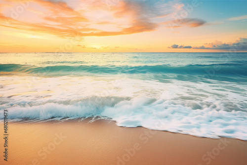 Tropical beach and and golden sunrise sky © Veniamin Kraskov