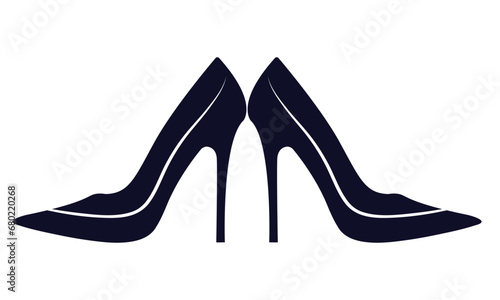 Silhouette of women's high heel stiletto shoes. On a transparent background. 
