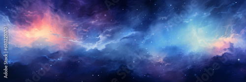universe, cosmos or galaxy, abstract shining colorful background. a banner with particles. photo