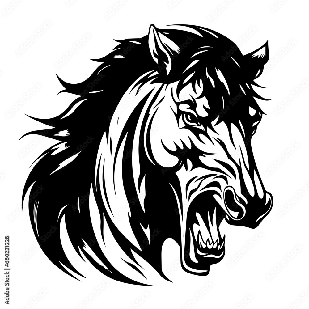 Furious Angry Horse Vector Illustration