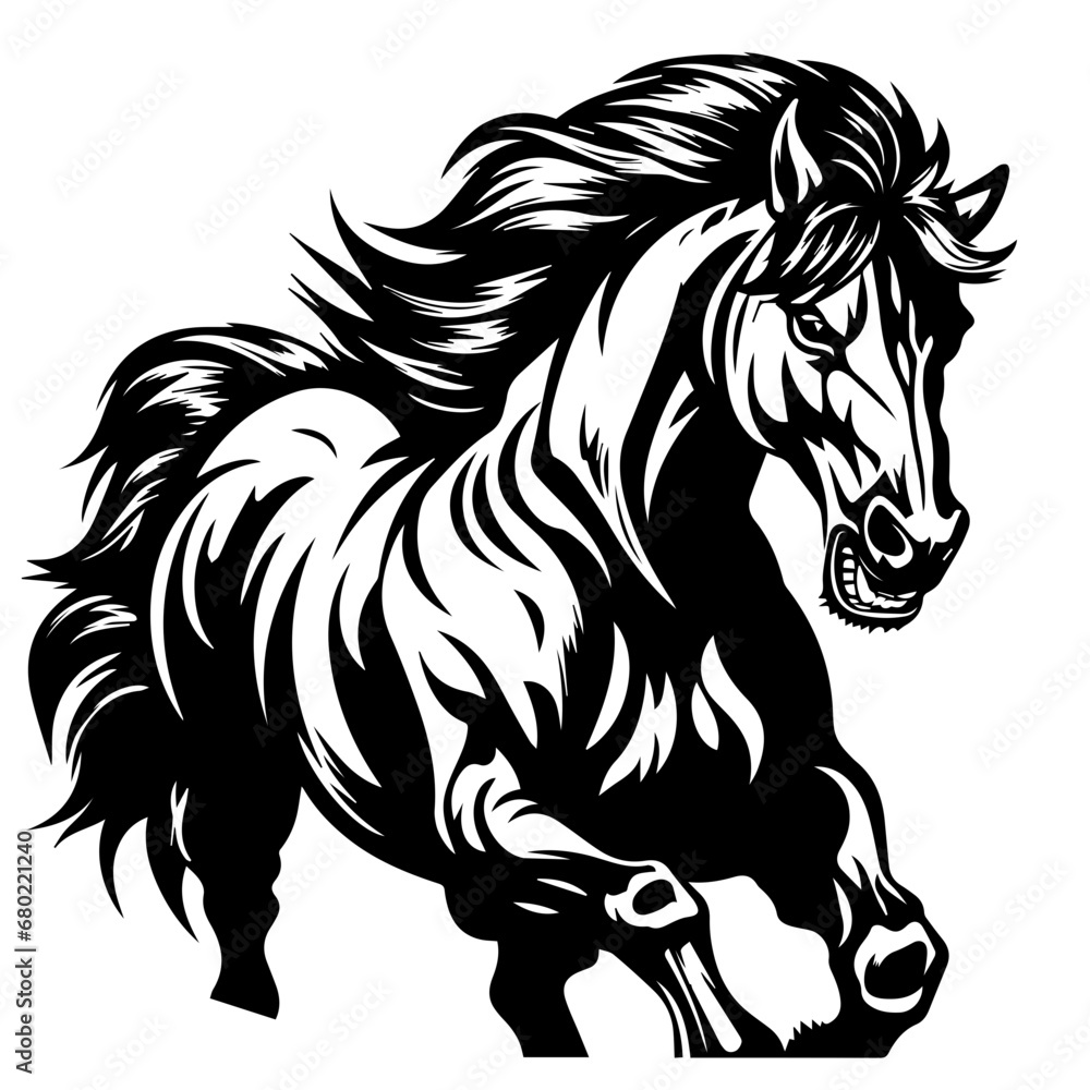 Furious Angry Horse Vector Illustration Furious Angry Horse Vector Illustration