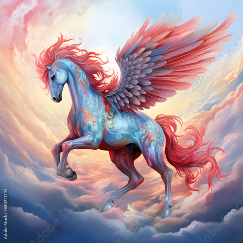 pegasus  a horse with wings. a mythical flying creature.