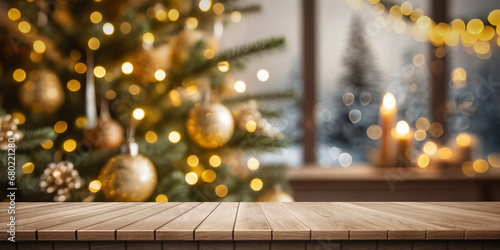 Colorful wooden platform background: Christmas