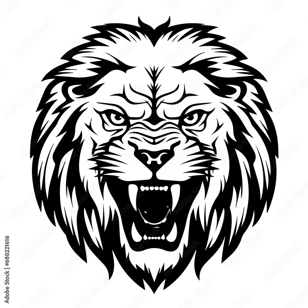  Ferocious Angry Lion Head Vector Illustration