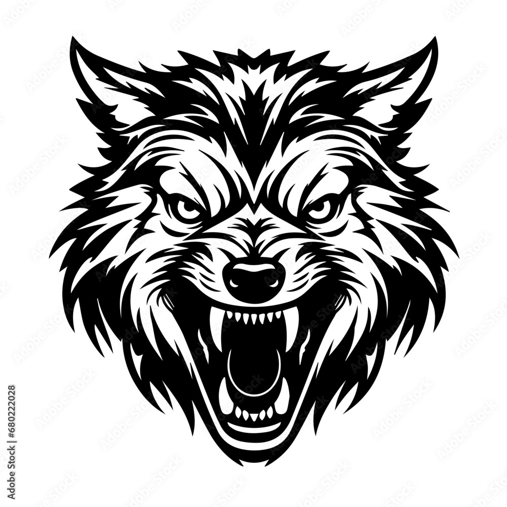 Fierce Angry Wolf Head Vector Illustration