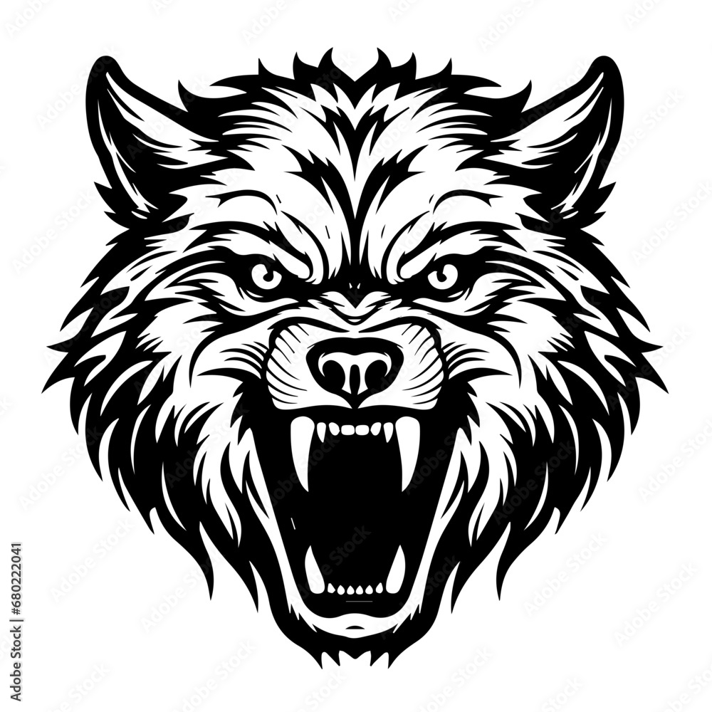 Fierce Angry Wolf Head Vector Illustration
