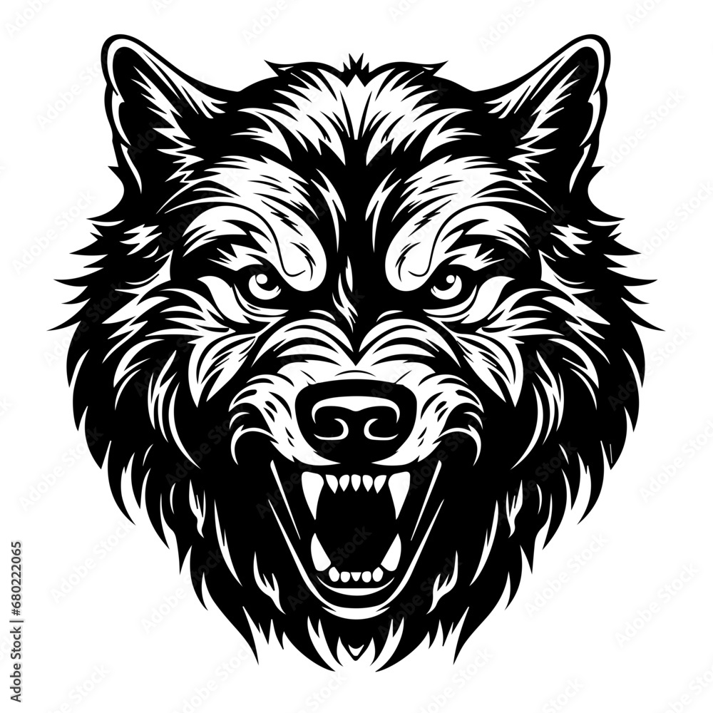 Fierce Angry Wolf Head Vector Illustration Fierce Angry Wolf Head Vector Illustration
