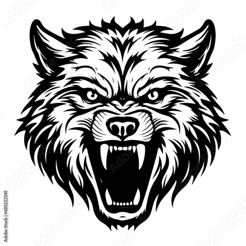 Fierce Angry Wolf Head Vector Illustration