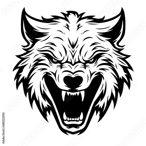 Fierce Angry Wolf Head Vector Illustration