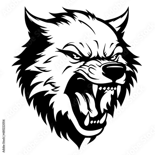 Fierce Angry Wolf Head Vector Illustration