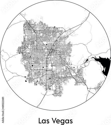 Photography Minimal City Map of Las Vegas (United States, North America) black white vector