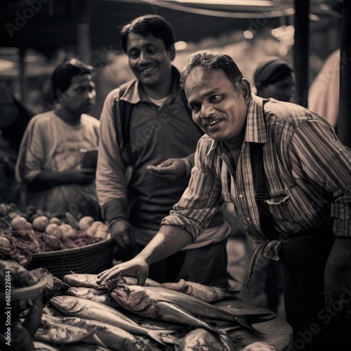 a fish vendor in the supermarket