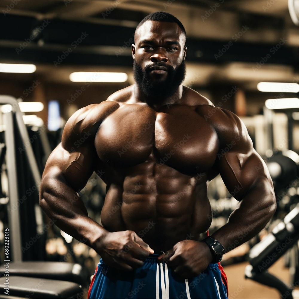 Fototapeta premium Black Body Builder Man