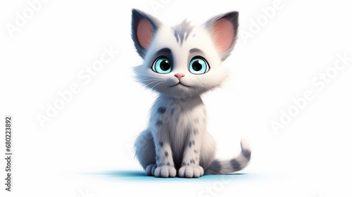 a little kitty with wide eyes sitting next to a white.Generative AI © shuvodesign