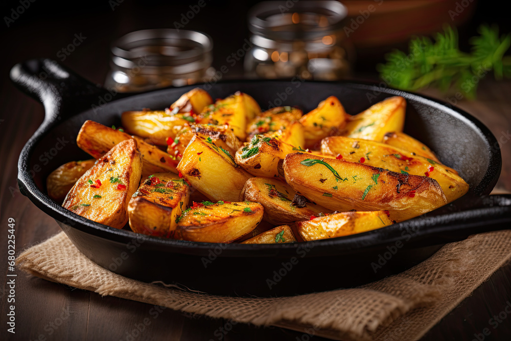 Fried potatoes on a pan Fried potatoes on a pan