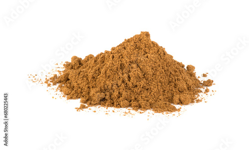 Cinnamon powder on white background. Aromatic spice