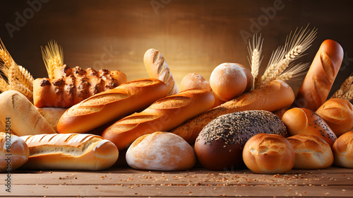 bread background, bakery products. flour products. food.