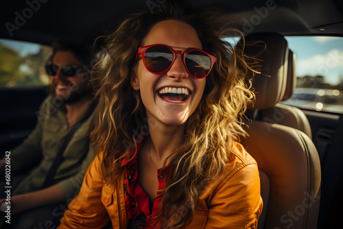 happy young family goes on a trip by car © Yuliia