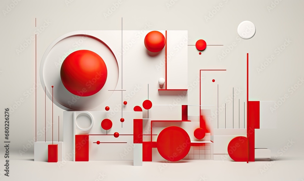 Abstract red and white 3D composition. Abstract red and white 3D composition.