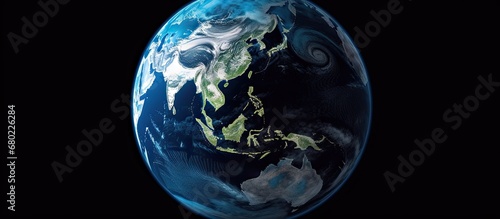 Panel kuchenny z motywem In an awe-inspiring 3D illustration capturing the beauty of nature and the vastness of space, a stunning map of Earth showcases Japan, surrounded by the deep blue ocean, highlighting its unique island