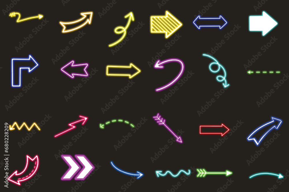 Set of neon arrows Set of neon arrows