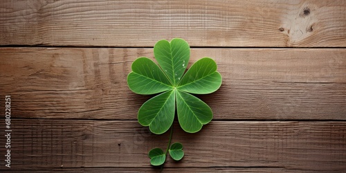 Woodland Elegance - Clover Leaf on a Rustic Wooden Canvas - Natural Beauty on Earthy Backdrop 