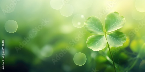 Enchanting Irish Clover - Dreamy Illustration with Four Leaves - Ethereal Blurred Background