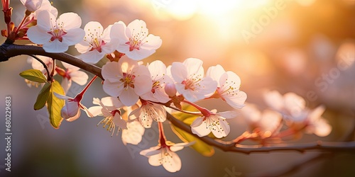 Springtime Awakening - Blossoming Flowers in Soft Sunlight - Nature's Rebirth in Every Bud