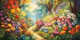 Enchanted Garden - Lush Greenery and Colorful Blooms - Nature's Canvas in Full Bloom