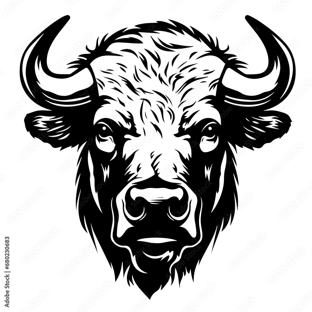 Stately Buffalo Head Vector Illustration Stately Buffalo Head Vector Illustration