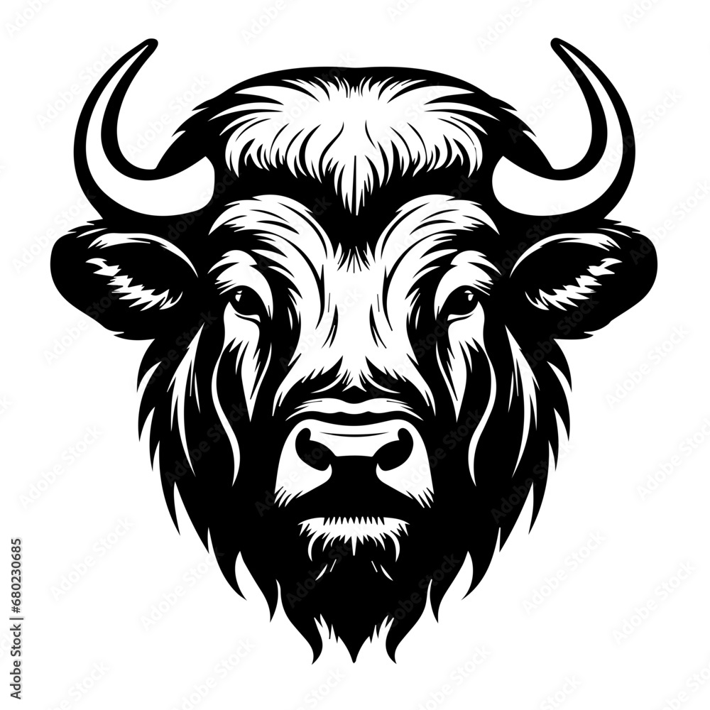 Stately Buffalo Head Vector Illustration Stately Buffalo Head Vector Illustration